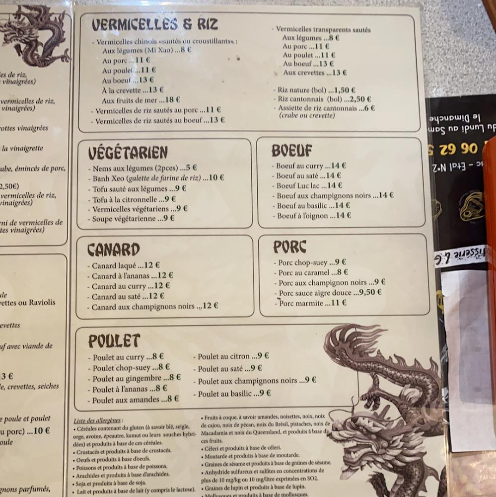 Thanh Long Restaurant - Menu Image 2